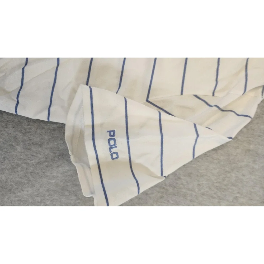 Polo Golf Ralph‎ Lauren Shirt Mens XL White Blue Striped K Club Crest Cotton